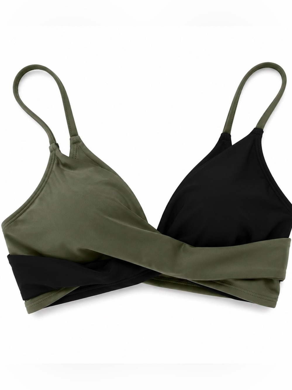 Cupshe Olive & Black Reversible Bikini Top